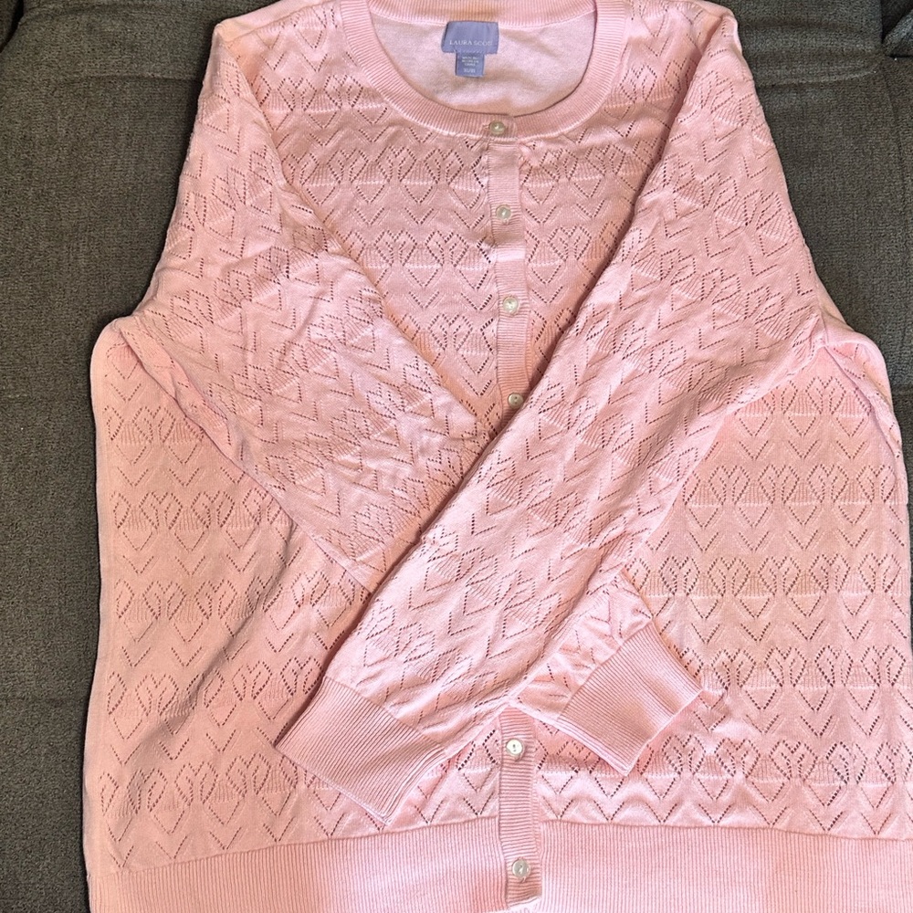 Pink Cardigan Women's Sweater - Picture 4 of 6